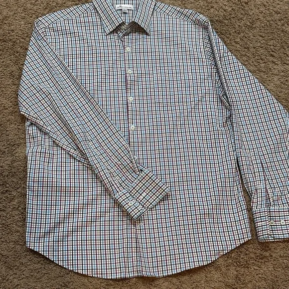 Peter Millar Men's Blue and Red Plaid Shirt - Picture 2 of 4